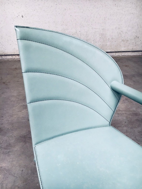 Image 1 of Postmodern Design Leather Dining Chair set by Mario Morbidelli for Naos, Italy 1980's