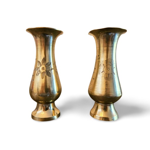 Pair Of Vintage Brass Vases From Egypt