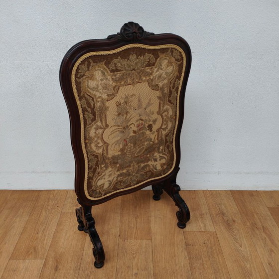 Image 1 of Antique Victorian Gobelin Fireplace Screen Walnut