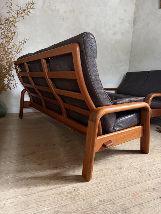 Divano scandinavo a 3 posti in teak e pelle – Divani 3 posti, Leather, Scandinavian (photo 4 of 10)
