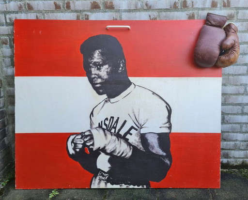 Gemälde von Mohammad Ali auf Holz, 1963