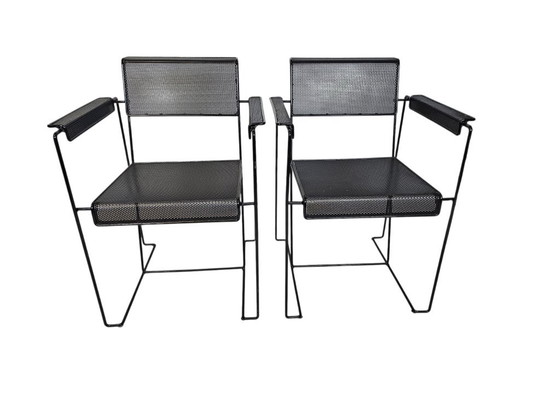 Pilastro Style - Post Modern - (2) Chairs - Perforated Steel - Holland - 70's – Armchairs, Metal (photo 6 of 12)