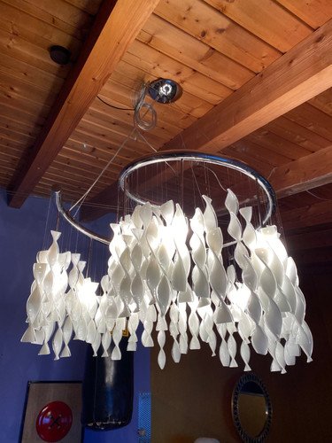 XL Witte Murano Glas Kroonluchter Lamp Kolarz jaren 90 Modern Hollywood Regency – Plastic (photo 5 of 38)