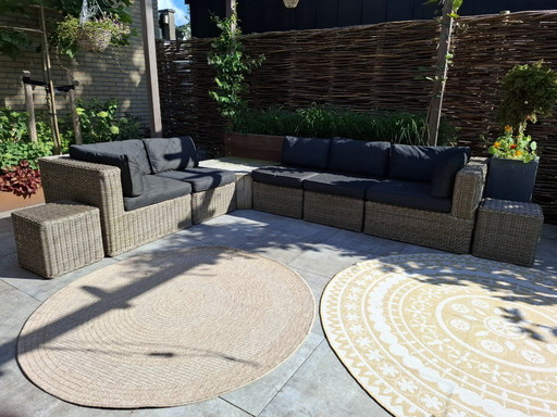 Mondial Garden Future Corner sofa lounge set + corner table and 2 poufs
