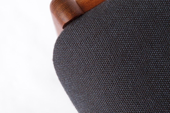 Image 1 of Set of 4 Teak Dining Chairs by Dyrlund, 1960s Danish Mid-Century Modern, Restored & Reupholstered in Dark Grey Fabric