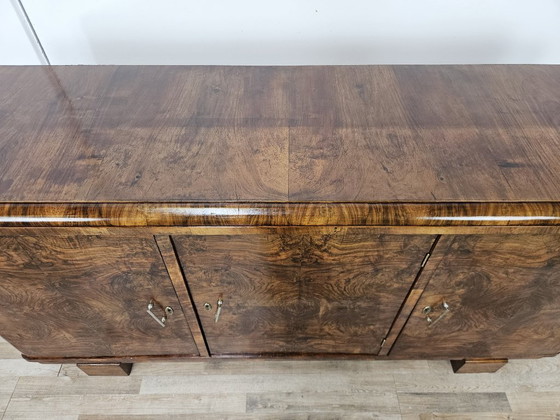 Buffet bas Art Déco en noyer à trois portes, années 1940 – Bois, Klassiek (photo 4 of 27)