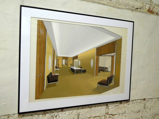 Paul Séjournant, Interior, 1970s, Original Gouache – Paintings & Drawings (photo 7 of 7)