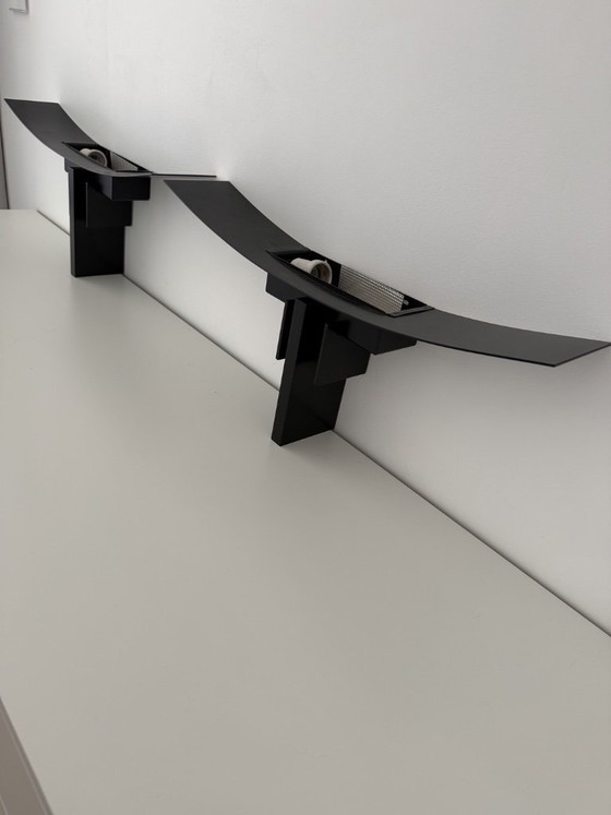 Image 1 of Par de apliques de pared JEAN MICHEL WILMOTTE, diseño de los años 80, PALAST Starck Memphis