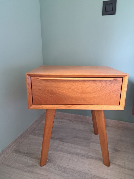 Portobello - Massief eikenhouten vintage nachtkastje met 1 lade