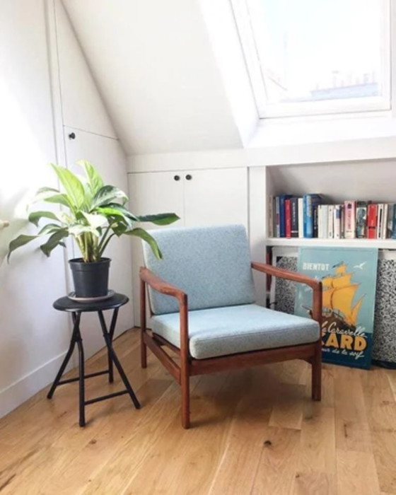 Mid-Century Modern ''BZ'' Armchair in Denim Blue From 1970s – Textile (photo 9 of 10)