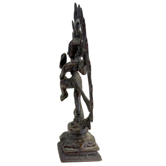 Statua Compatta in Bronzo Shiva Nataraja – Statuetta da Altare Indiana – 14.5 cm – Sculture, Bronze, Brass (photo 7 of 10)