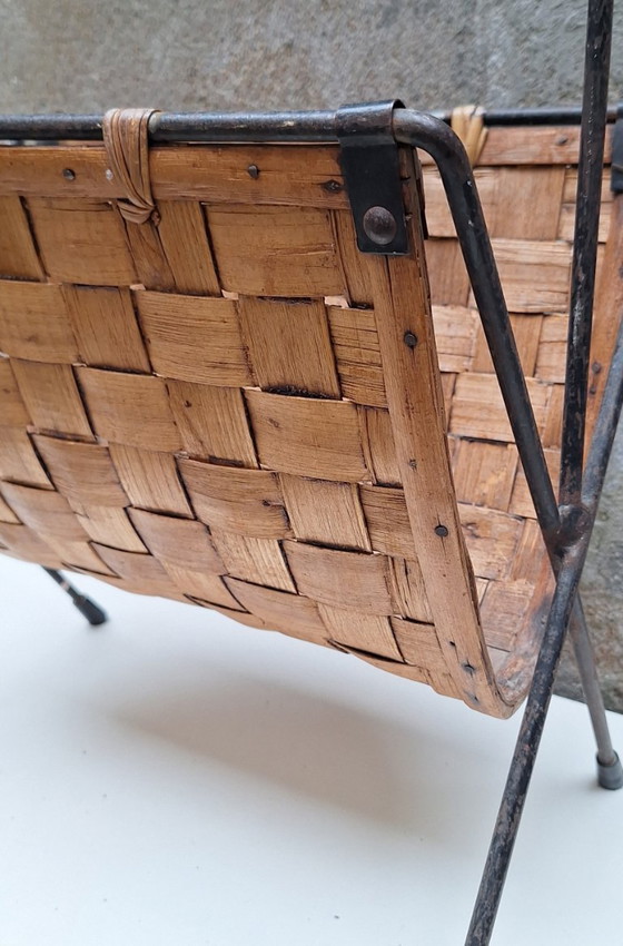 Image 1 of Metal and wood magazine rack