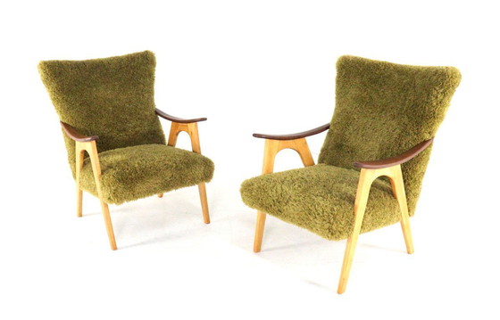 Image 1 of Two tone doodle fauteuil 'Wing' vintage gestoffeerd 