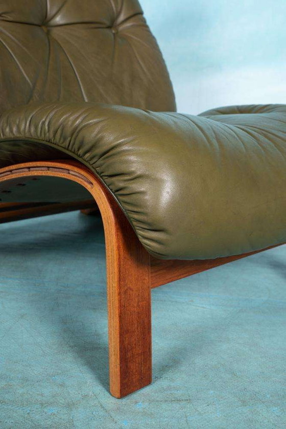 Image 1 of Midcentury leather armchair 60s space age lounge chair