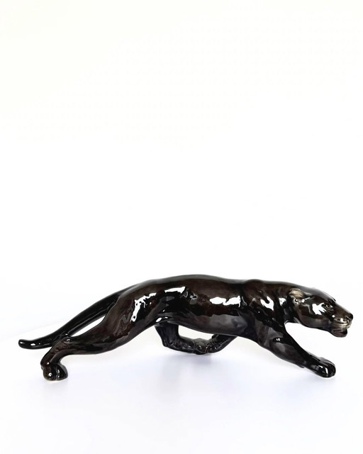 Vintage porseleinen zwarte panter Goebel 1970