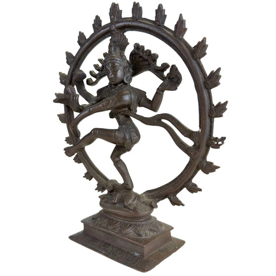 Massive Bronze Shiva Nataraja Skulptur - Indien - Kosmischer Tanz – Bildhauerei (photo 8 of 10)