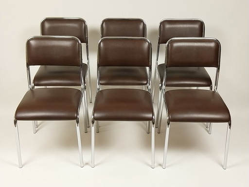 6 x Vintage Stühle in Skai Leder, 70er - 80er Jahre
