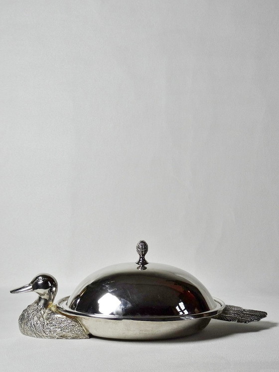 Image 1 of Vintage Silver Metal Duck Foie Gras Bell