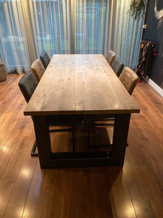 Image 1 of Dining Set: Solid Oak Table (240x100) + 6 FREE Chairs