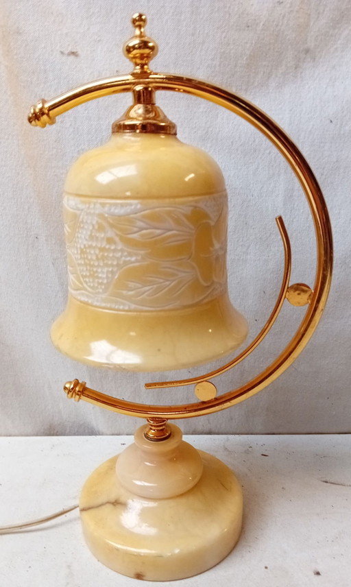 Lampada Vintage a Campana in Alabastro