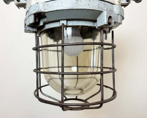 Image 1 of Industrial Bunker Ceiling Light with Iron Cage from Elektrosvit, 1970s