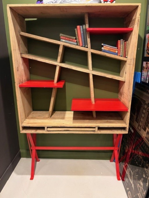 Versmissen Exxes Bureau Libreria rossa con ripiano estraibile