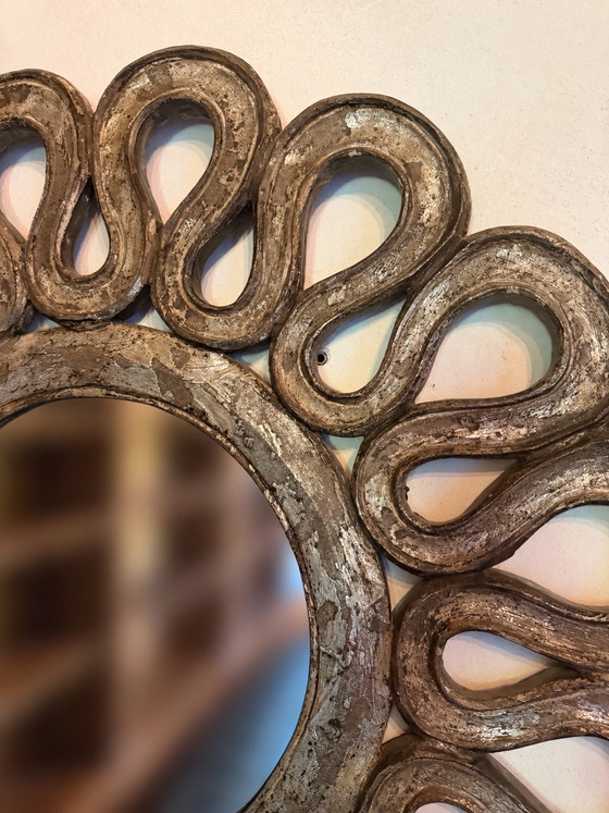 Specchio rotondo Ø80 cm con cornice oro anticato, Legno, Dorato (foto 4 di 5)