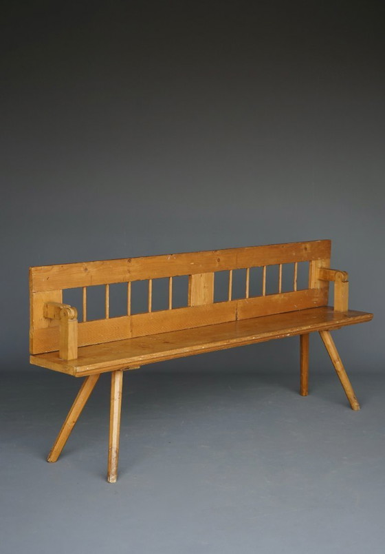 Image 1 of Banco de pino escandinavo con respaldo giratorio, década de 1890