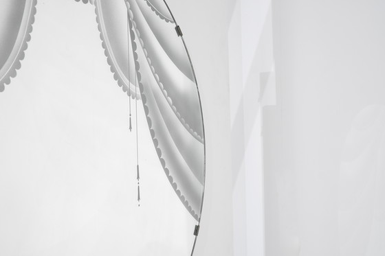 Image 1 of Large Vintage Mirror with Silkscreen, 1950s