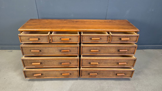 Image 1 of Vintage ladekast van rotan en bamboe, jaren 70.