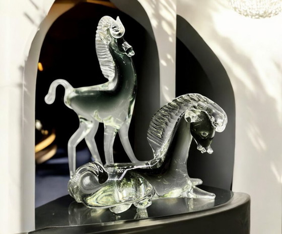 Image 1 of Murano - Elegante pareja de caballos en cristal de Murano de los años 50