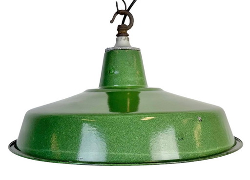Industrial Green Enamel Factory Pendant Lamp, 1960s