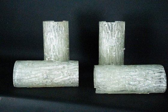 Image 1 of 60s Toni Zuccheri Venini Murano glazen wandlampen, horizontaal of verticaal. Set van 4
