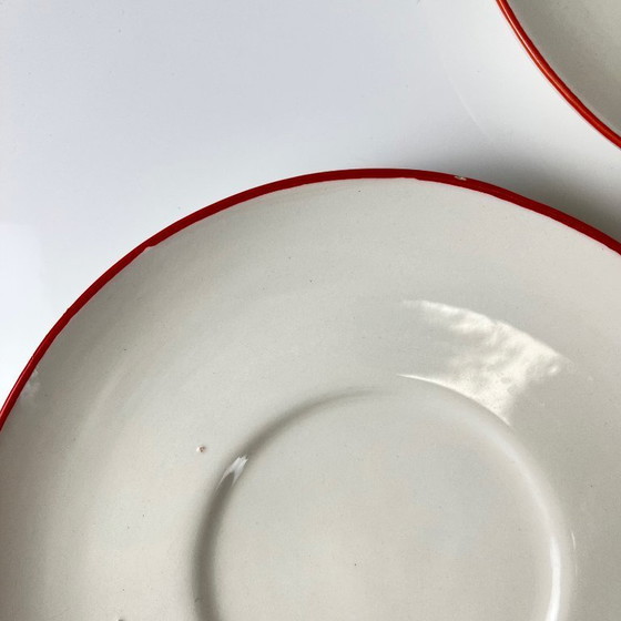 Image 1 of Set of 4 cups with saucers, "Apple" style earthenware