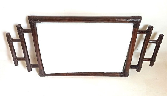 Decorative brown bamboo frame, Rattan, Glass, 1970 (photo 2 of 12)