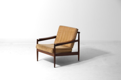 Danish lounge chair in teak and corduroy, 1960s