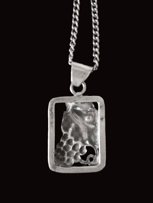 Danish silver pendant with bunch of grapes and matching necklace