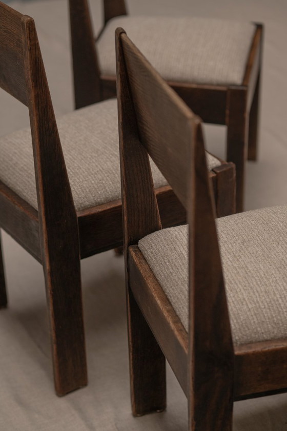 Image 1 of Früher Satz minimalistischer Esszimmerstühle, Haagse Schule