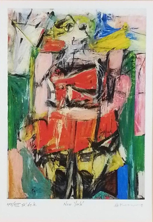 After Willem de Kooning (1904) Color Screen Print " Woman V " Ges Gen Ti