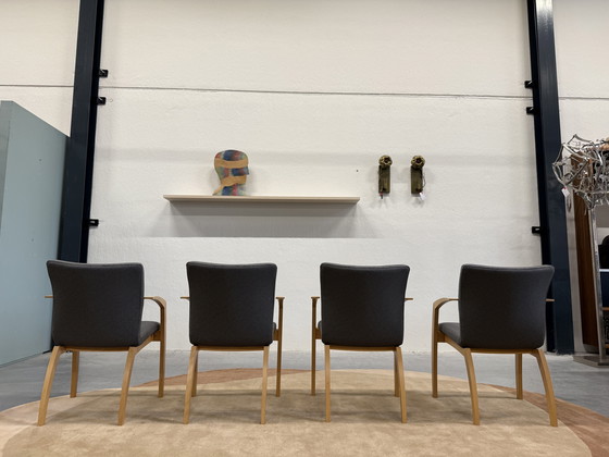 Image 1 of 4 sedie da pranzo Leolux Camarilla in legno e tessuto Tiempo