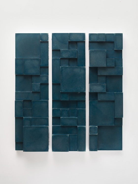 Image 1 of Set of deep blue brutalist wall objects