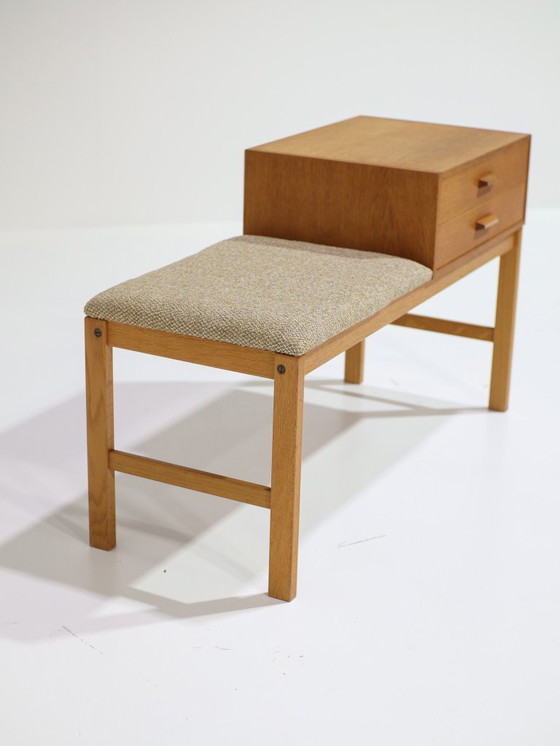 Image 1 of Hallway bench chest of drawers Swedish vintage oak