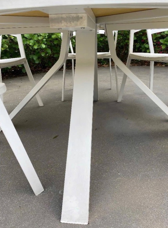 Image 1 of Tuinset wit ronde tafel met 6 stoelen 