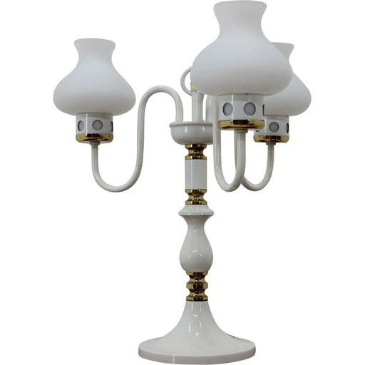 Lámpara de mesa blanca vintage de Drukov, Checoslovaquia, 1970