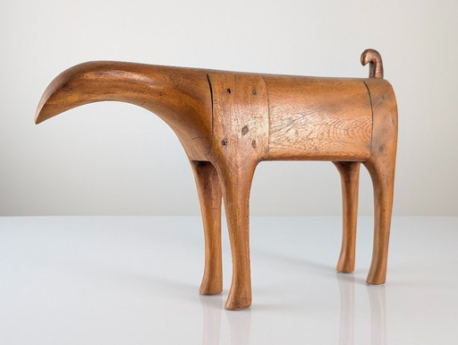 Sculpture abstraite d'animal en bois, design scandinave du milieu du XXe siècle