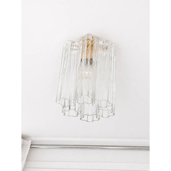 Image 1 of Lámpara de techo empotrada de cristal de Murano dorado elegante – Diseño Tronchi