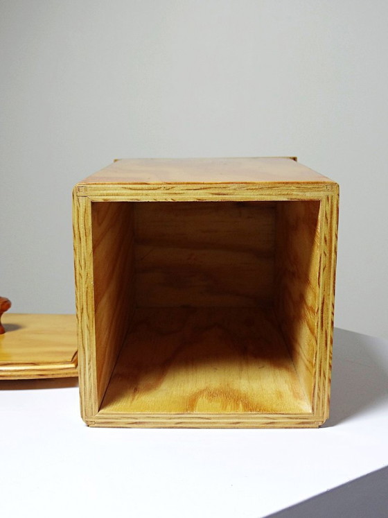 Image 1 of Vintage countertop bread box in varnished pine wood, 1970s-1990s