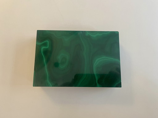 Malachit Schatulle mit vergoldetem Echtsilber Scharnier Juweliersarbeit aus Italien 