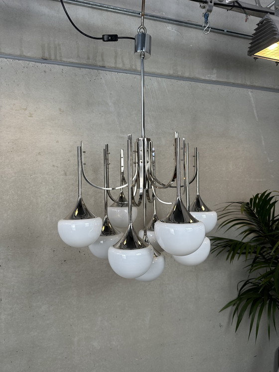 Image 1 of Vintage ‘trumpet chandelier’ - Boulanger