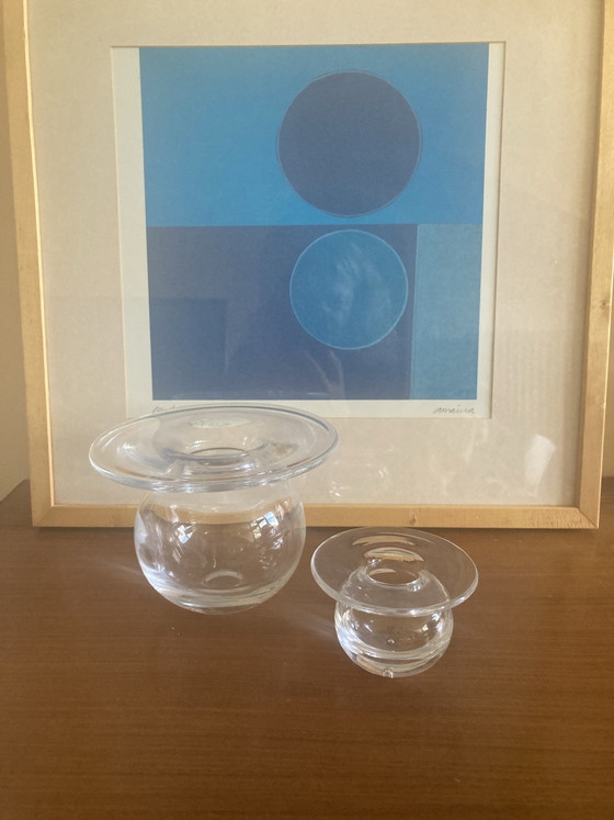 Set of 3 Saturnus Vases Nanni Still for Riihimäen Lasi., Glass, Transparent (photo 8 of 11)